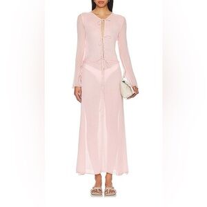 BUBISH Luxe NWT Revolve Charlotte Sheer Maxi Dress in Blush US Size 4 feminine